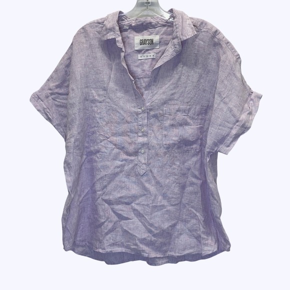 Grayson The Artist SS Short Sleeved Lilac Linen Button Down Shirt Size 03 M - Picture 1 of 6